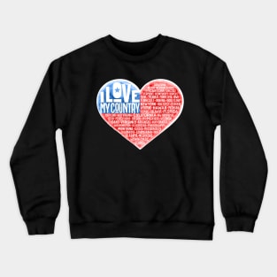 I Love My Country, USA Heart Flag wit the US States Inside it Crewneck Sweatshirt